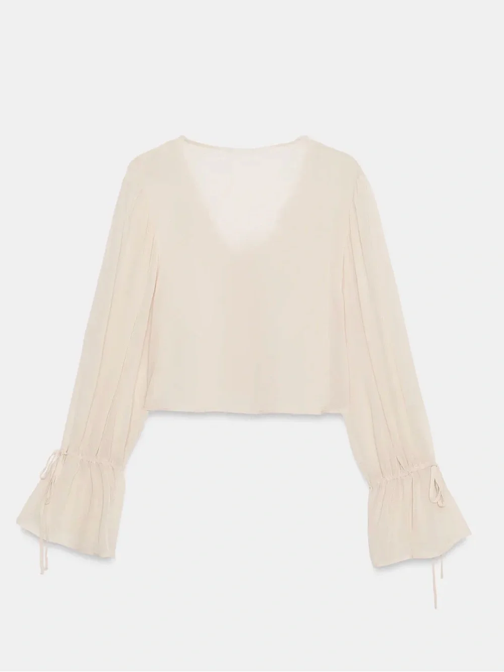 ZARA | NWT - Sheer Embroidered Tie-Front Blouse - Medium